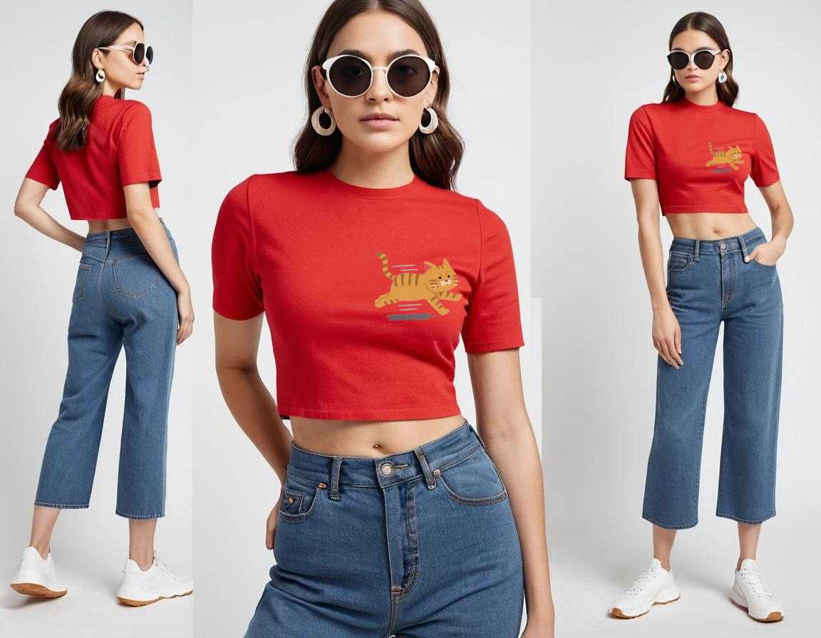 Women's graphic printed red crop top