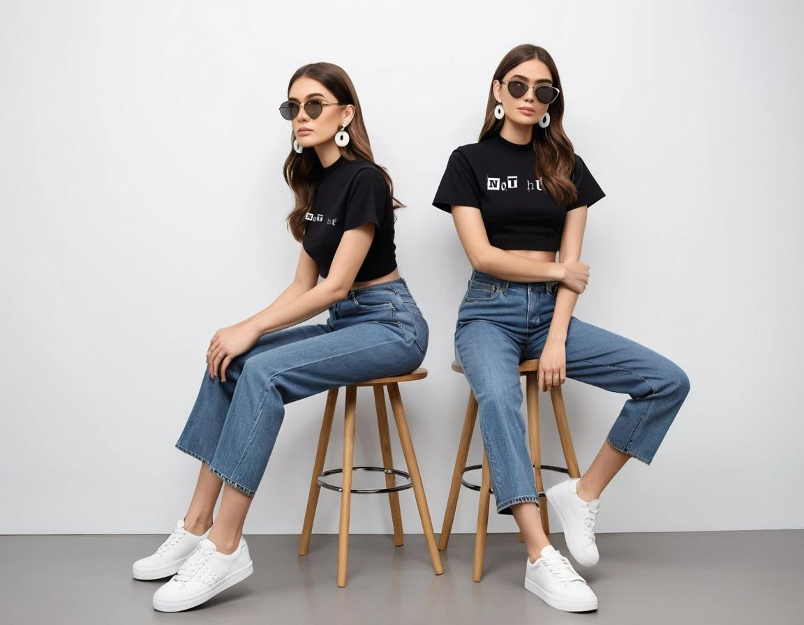 Women's graphic printed black crop top