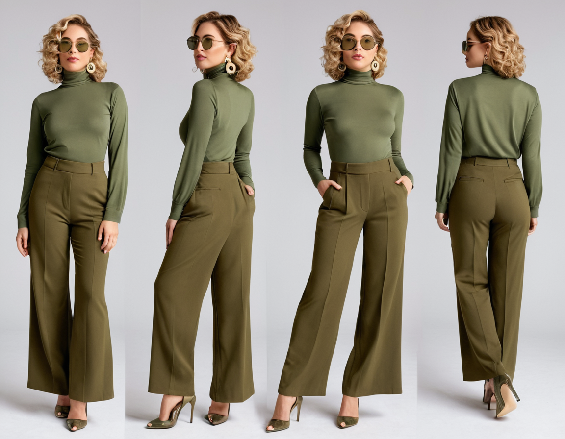 Women's olive green wide leg pant