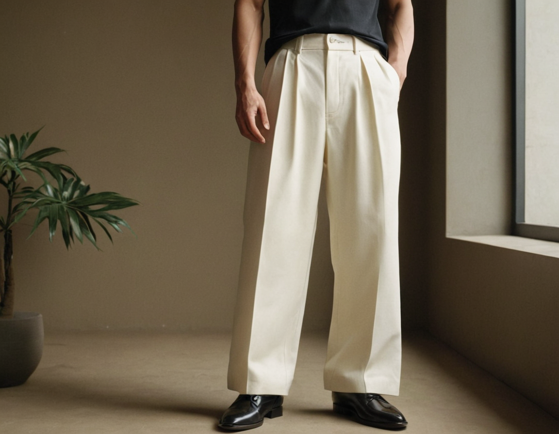 Stretchable Solid White Korean Pant for men.