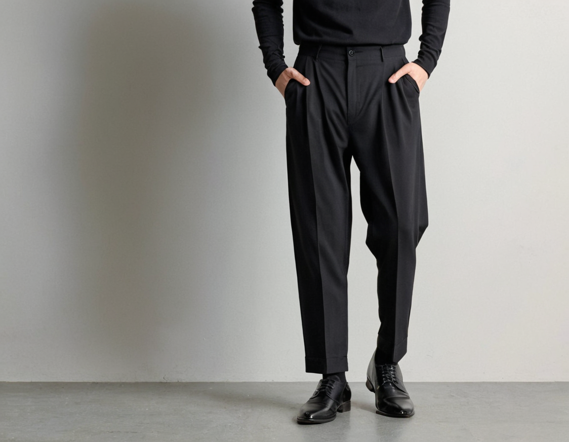 Stretchable Solid Black Korean Pant for men.