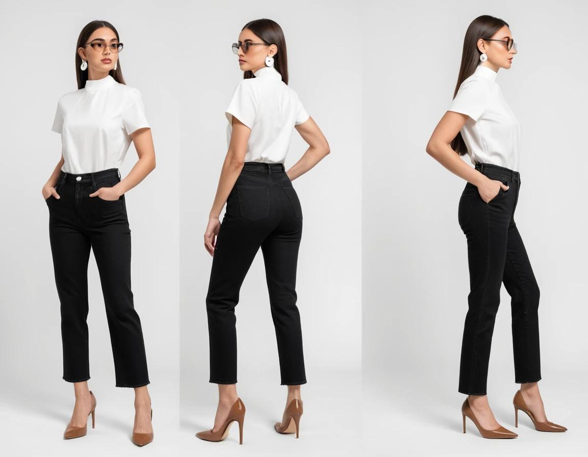 Women's black straight fit jeans