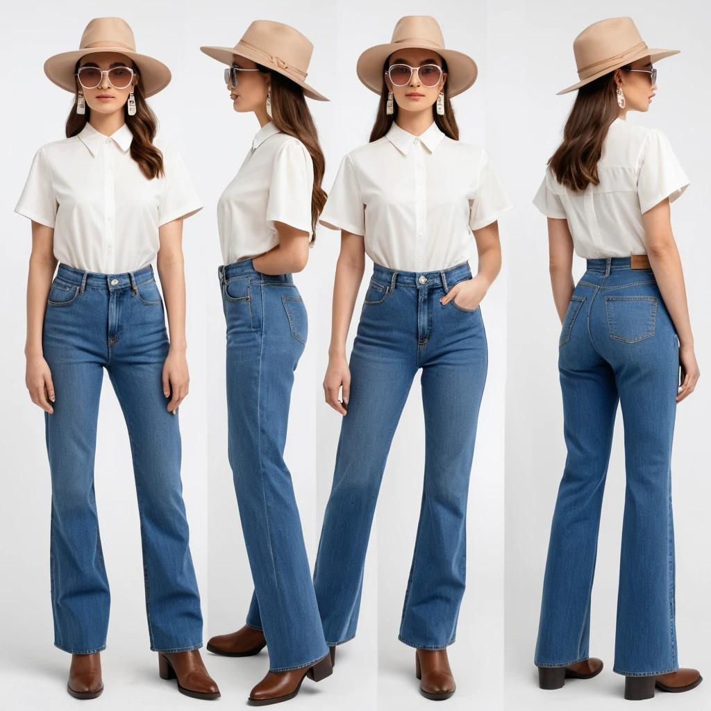 Women's navy blue flare jeans