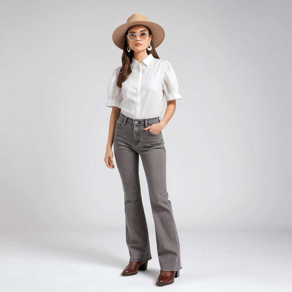 Women's grey flare jeans