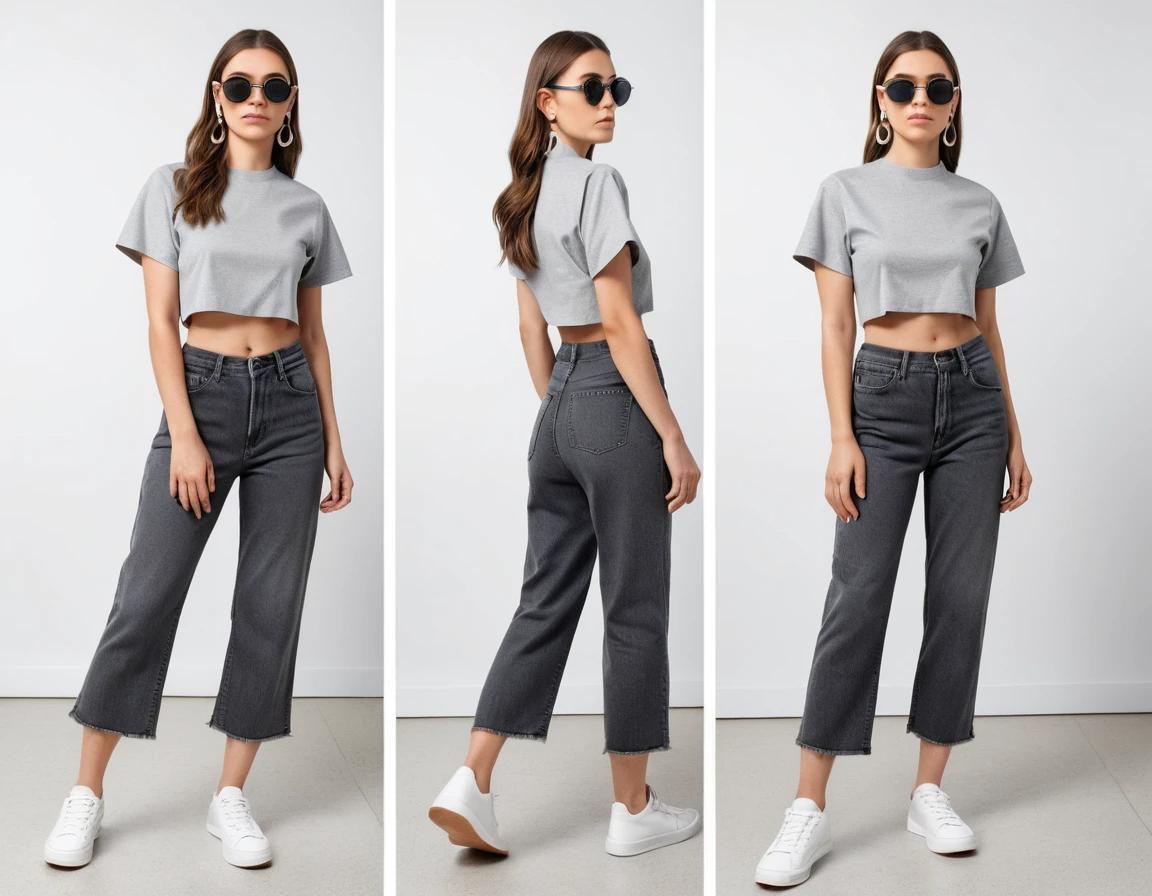Women's solid grey crop top
