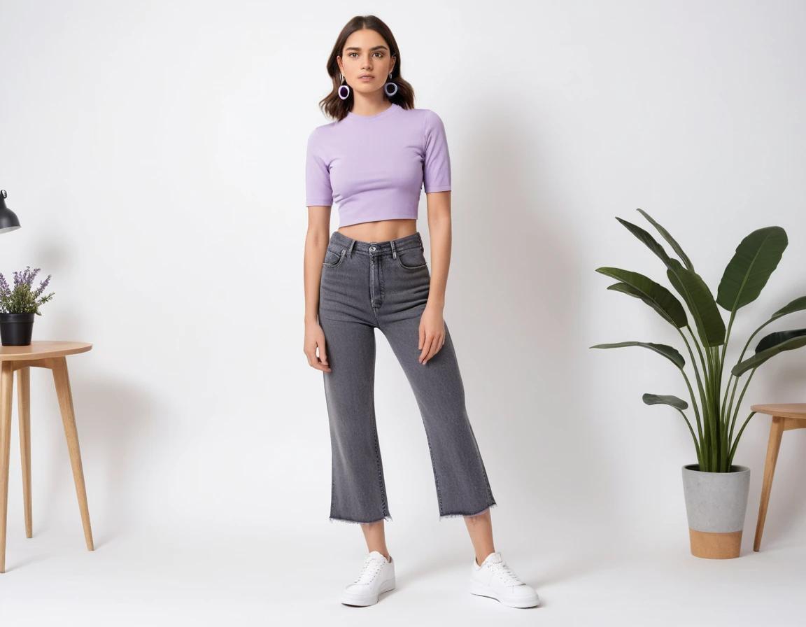 Women's solid lavender crop top
