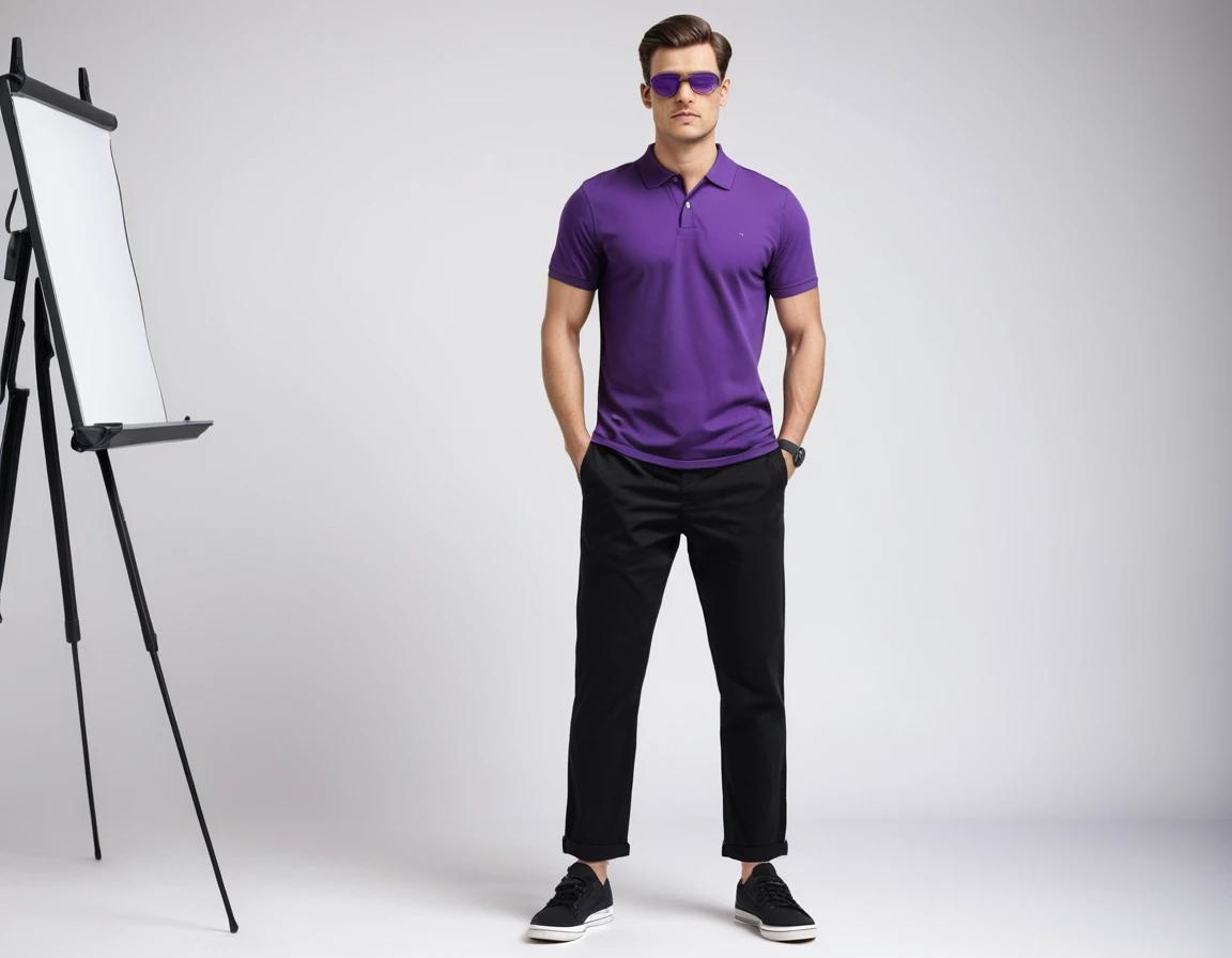 Men's purple polo.