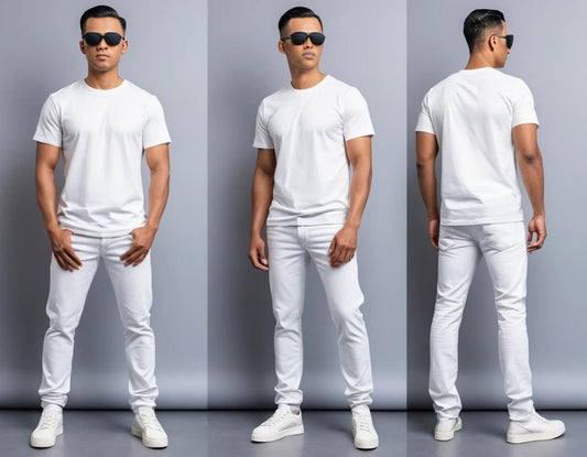 Men's white straight fit jeans
