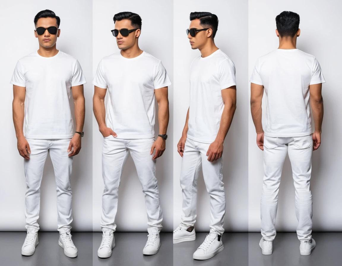 Men's white straight fit jeans