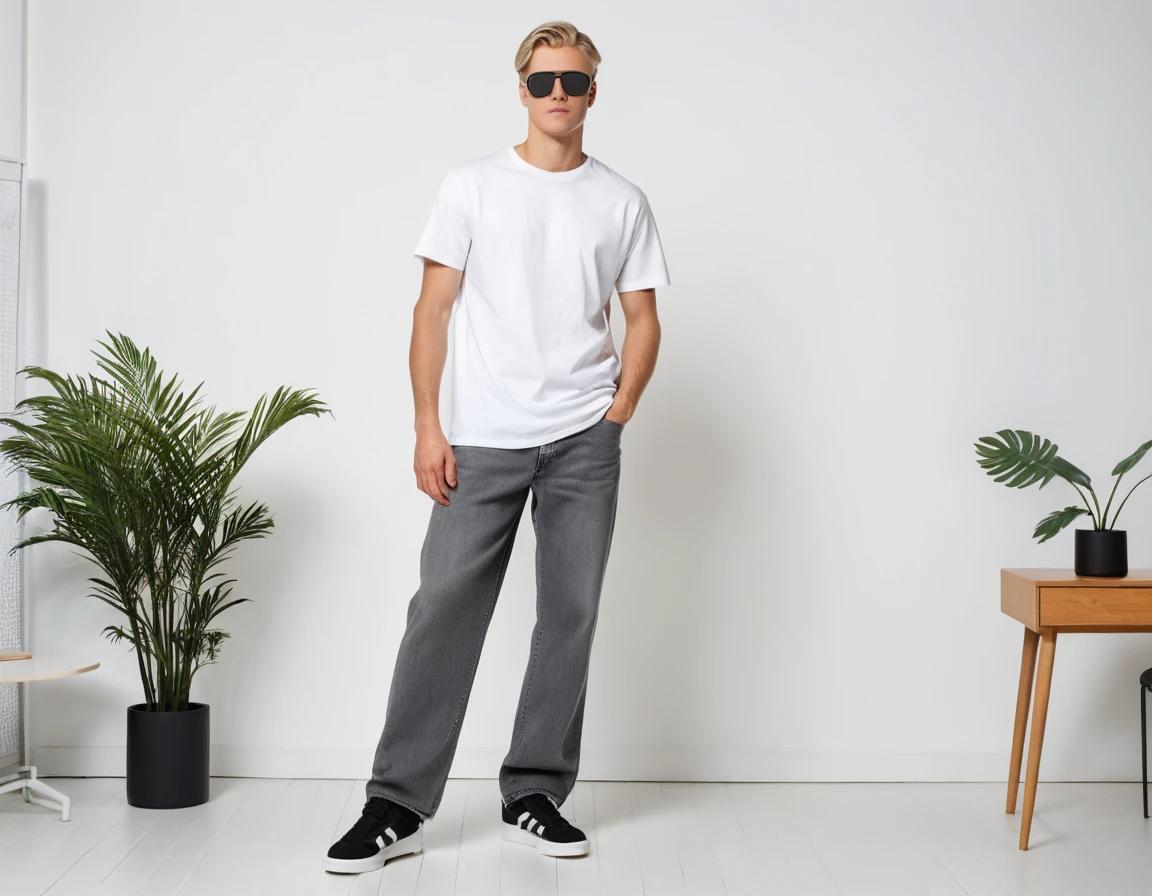 Men's grey baggy jeans