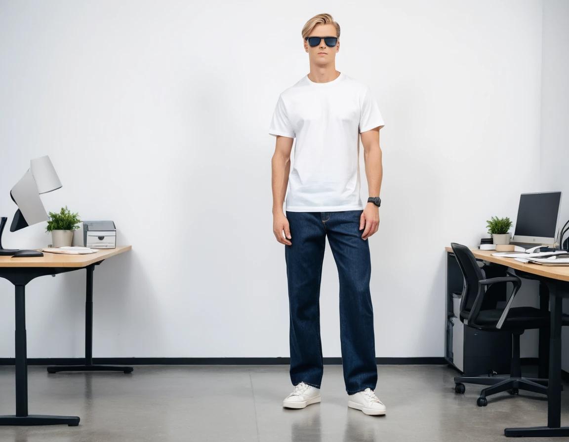 Men's navy blue baggy jeans