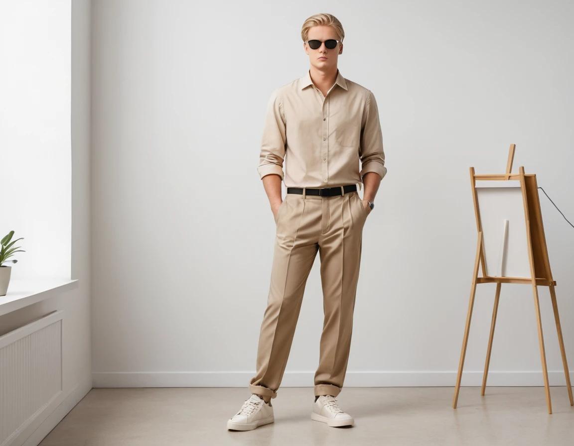 Men's beige formal pant