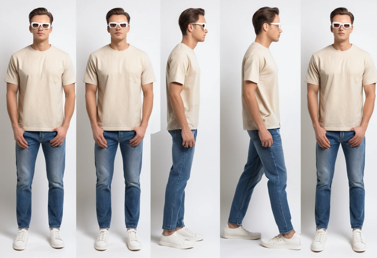 Men's solid beige half sleeve round neck t-shirt.