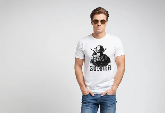 Men's white graphic printed half sleeve t-shirt