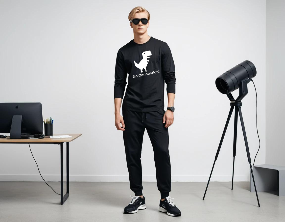 Men's black graphic printed full sleeve t-shirt