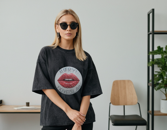 Women's black acid wash oversized t-shirt