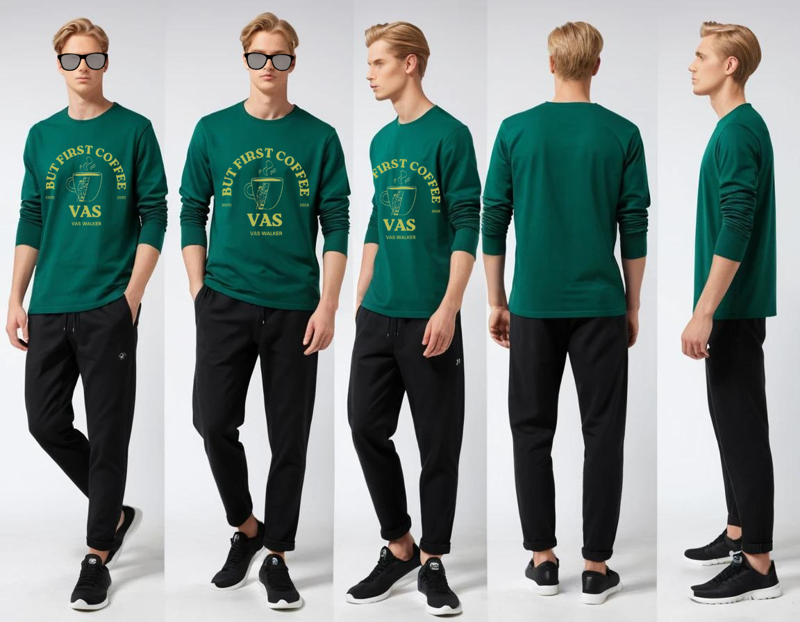 Men's bottle green graphic printed full sleeve t-shirt