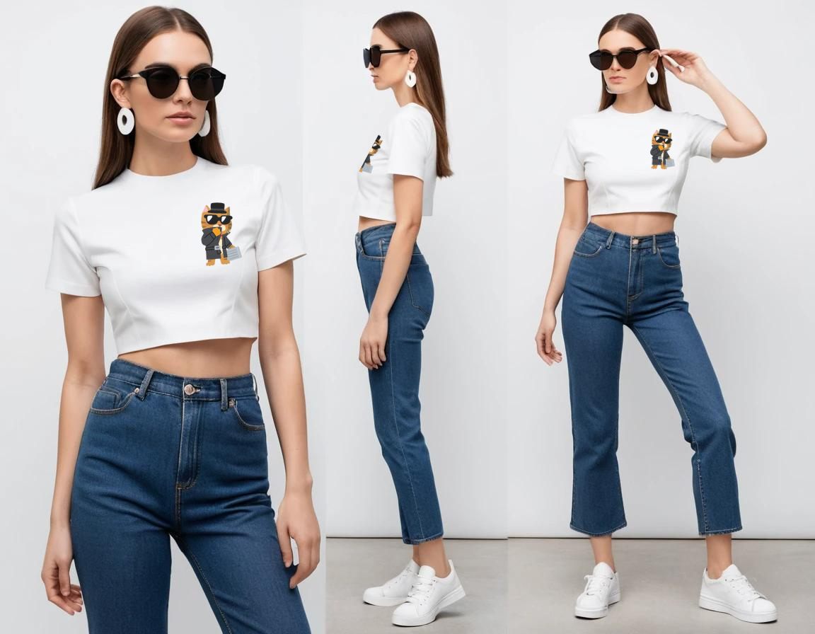 Women's graphic printed white crop top