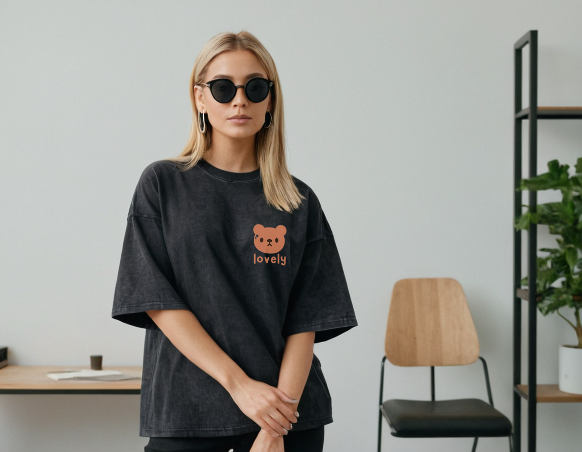 Women's black acid wash oversized t-shirt