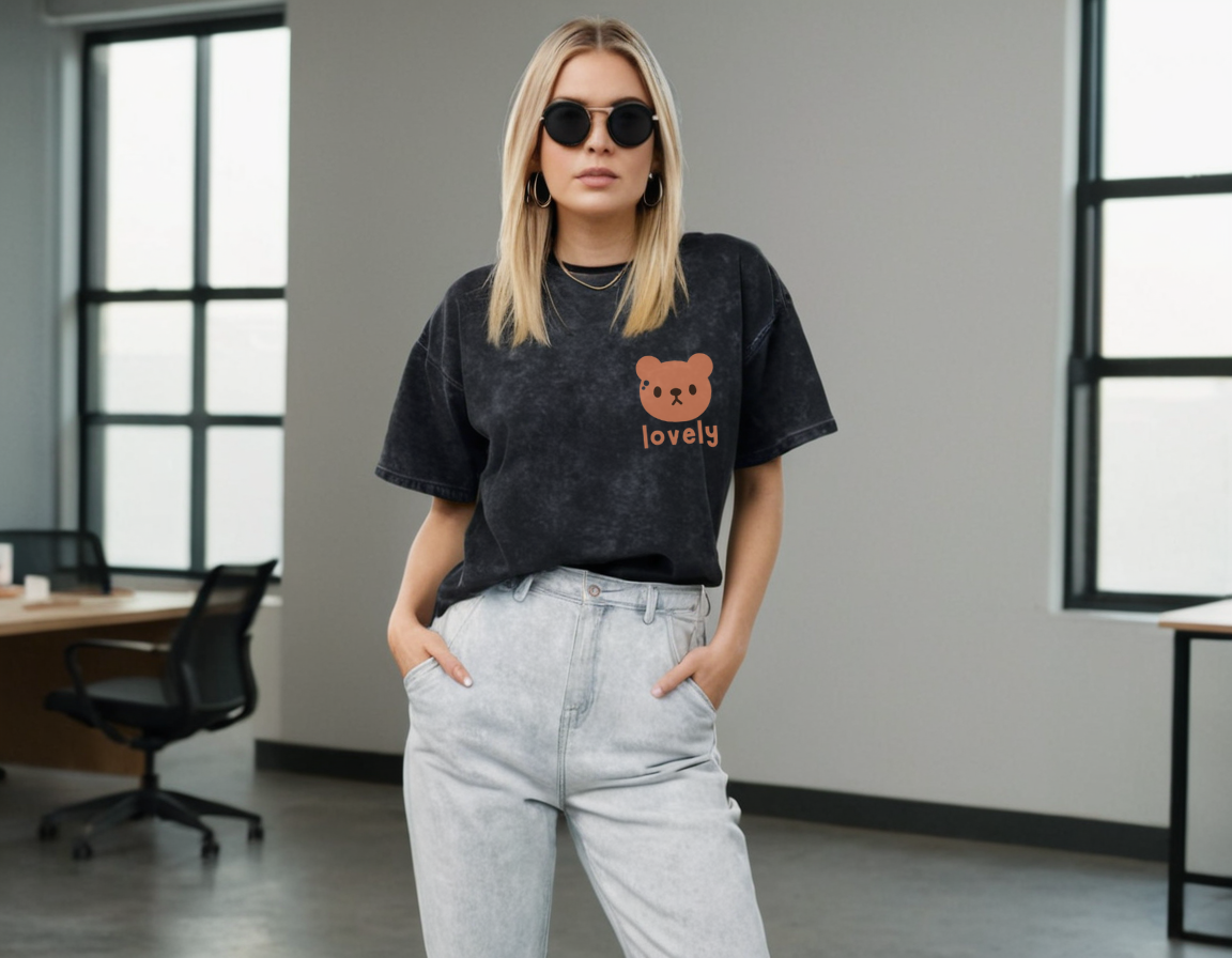 Women's black acid wash oversized t-shirt