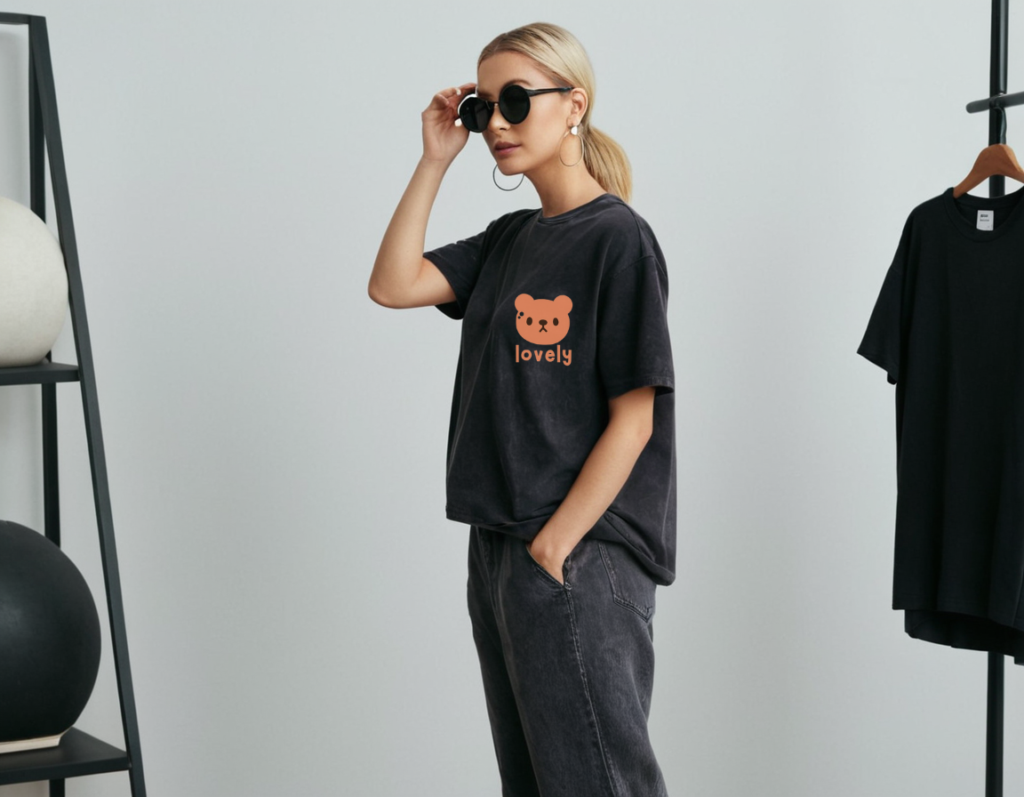 Women's black acid wash oversized t-shirt