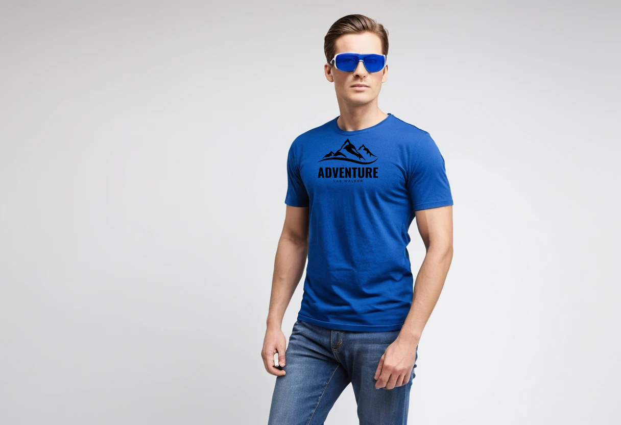 Men's royal blue graphic printed half sleeve t-shirt