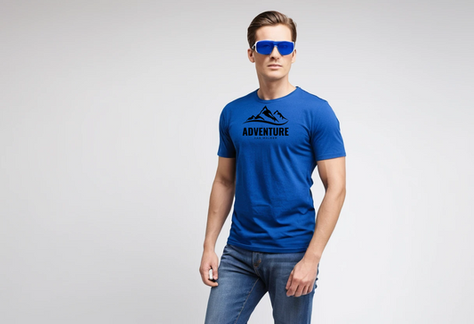 Men's royal blue graphic printed half sleeve t-shirt