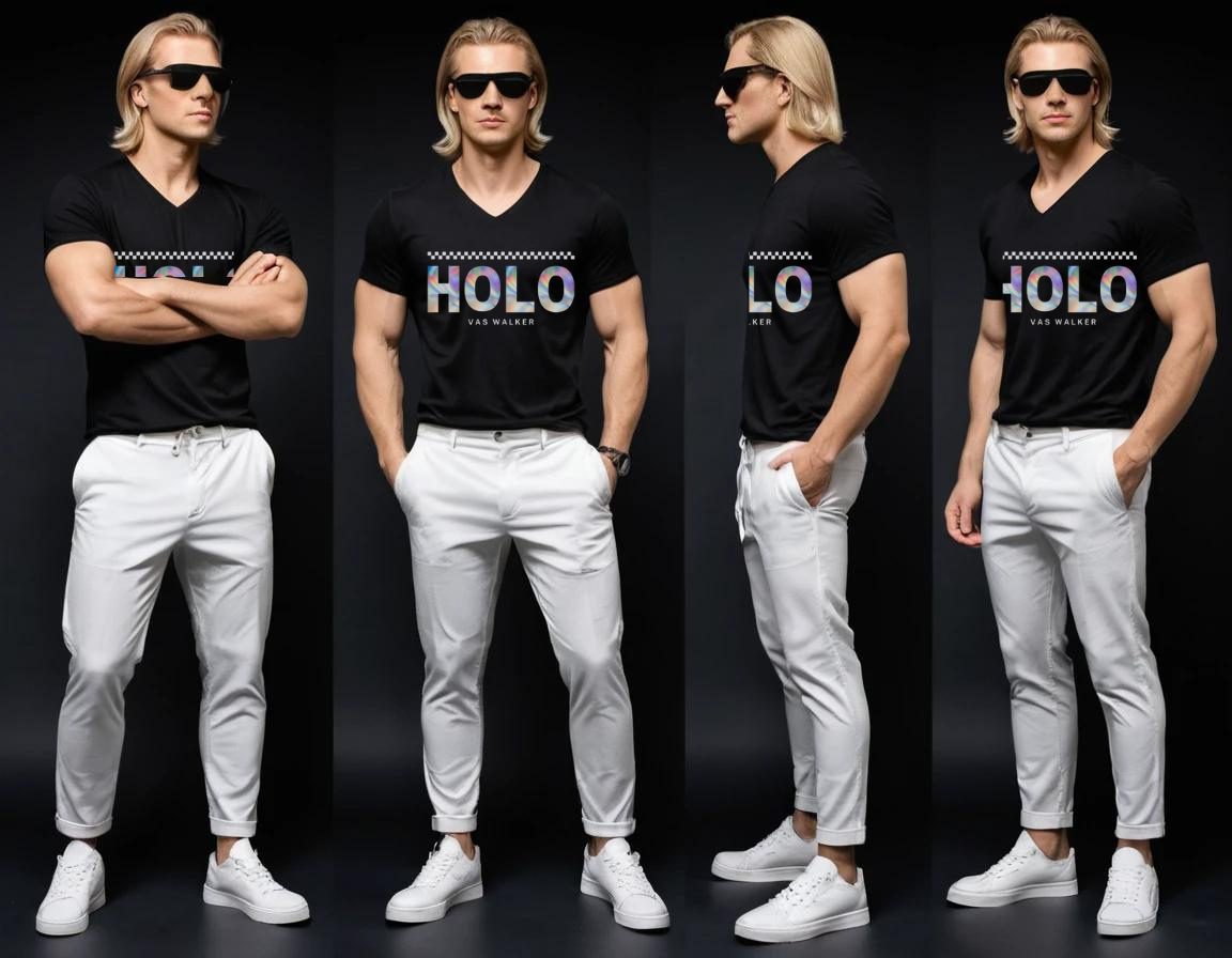 Men's black graphic printed V-neck t-shirt.