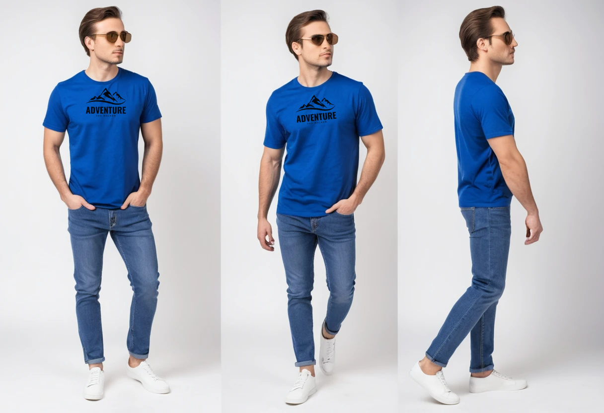 Men's royal blue graphic printed half sleeve t-shirt
