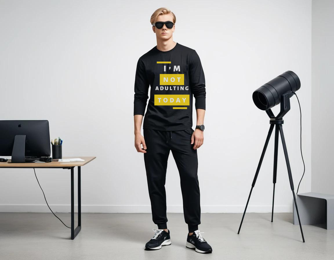 Men's black graphic printed full sleeve t-shirt