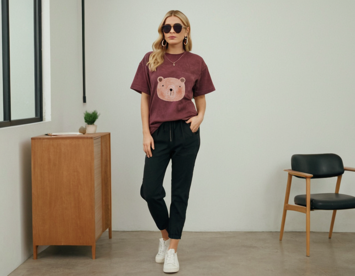 Women's maroon acid wash oversized t-shirt