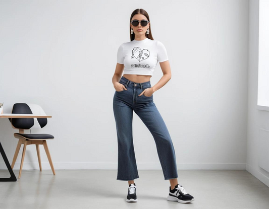 Women's graphic printed white crop top