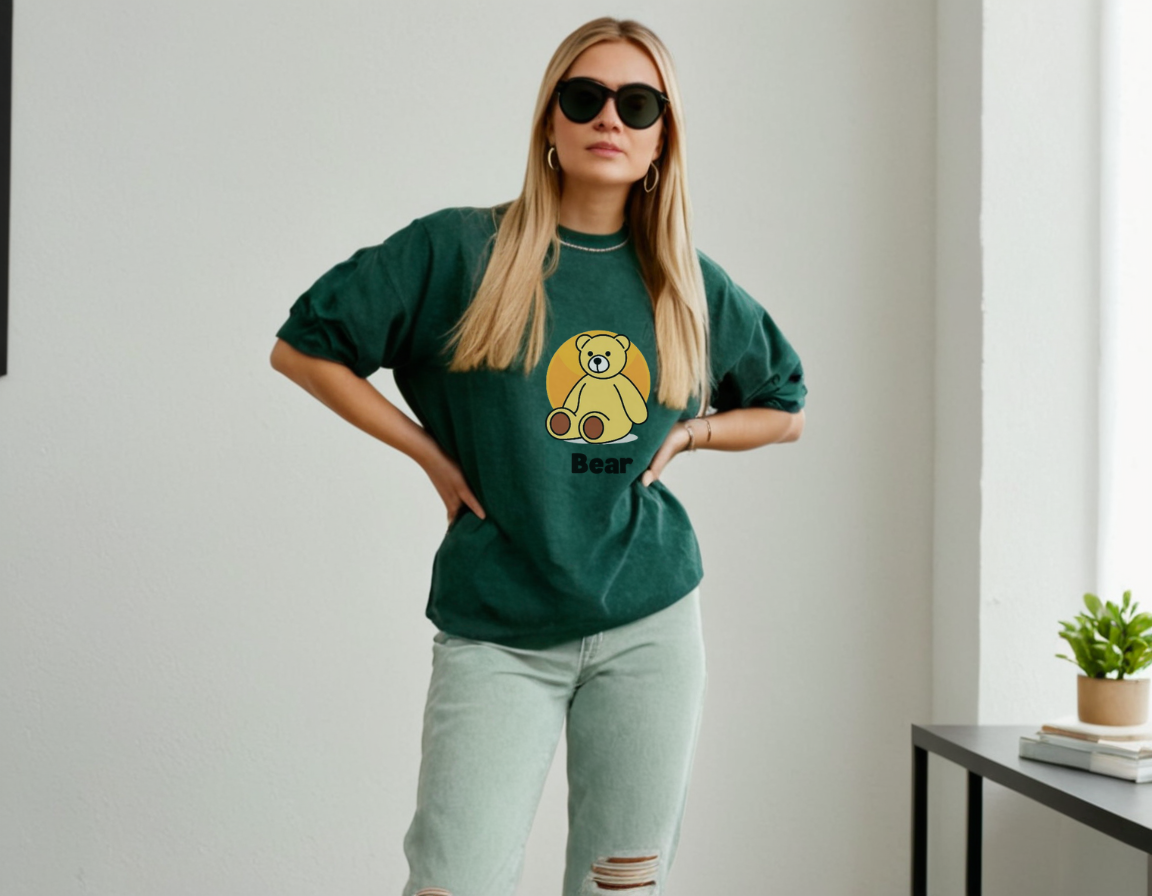 Women's bottle green acid wash oversized t-shirt