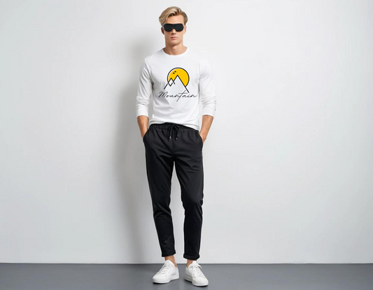 Men's white graphic printed full sleeve t-shirt
