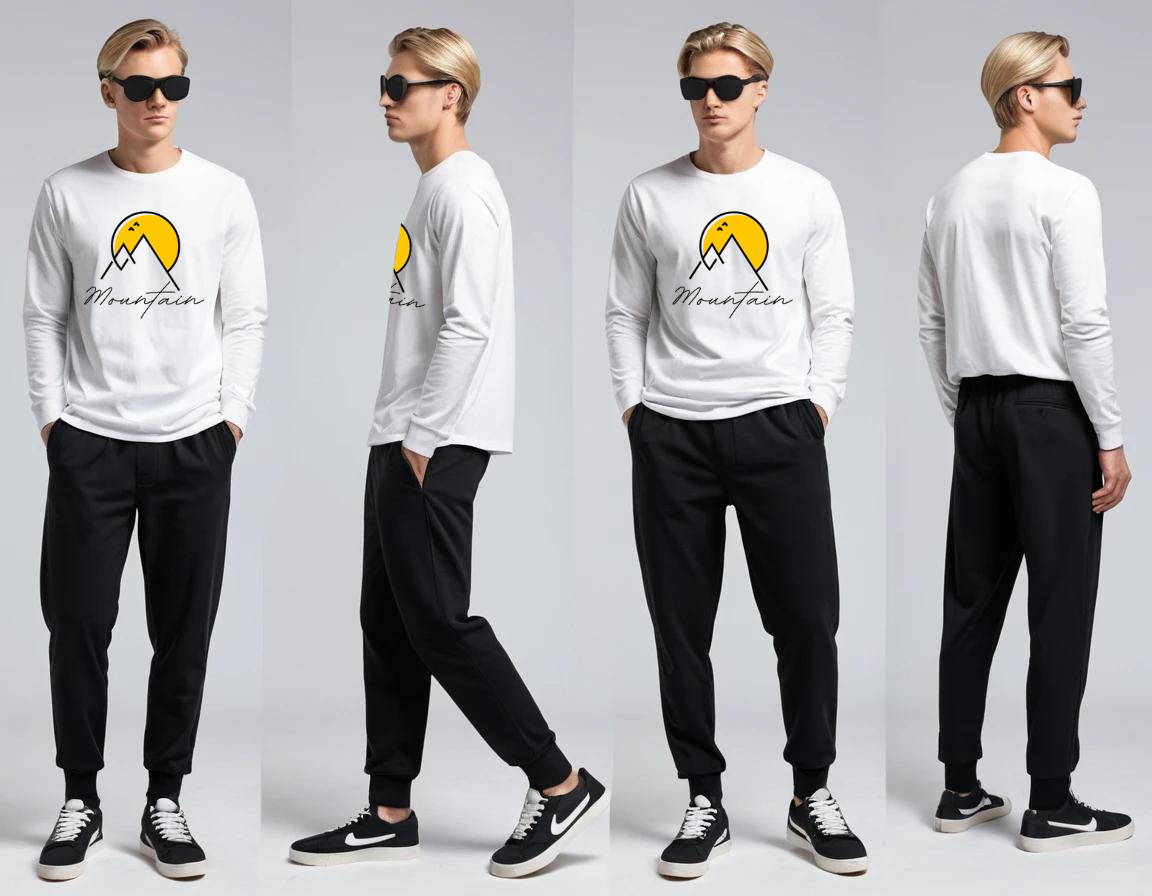 Men's white graphic printed full sleeve t-shirt