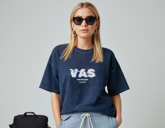 Women's navy blue  acid wash oversized t-shirt