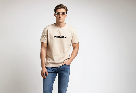 Men's beige graphic printed half sleeve t-shirt