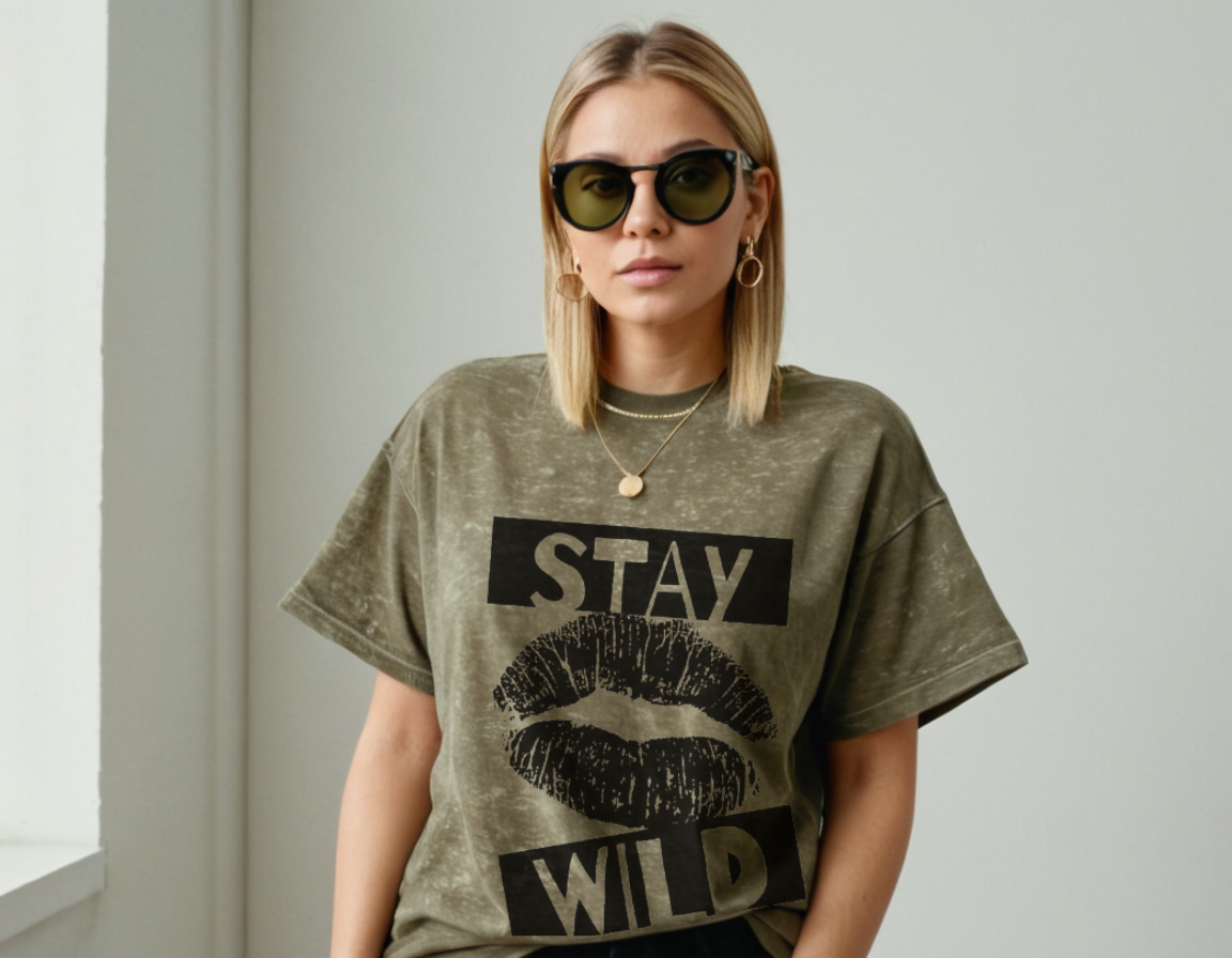 Women's olive green acid wash oversized t-shirt