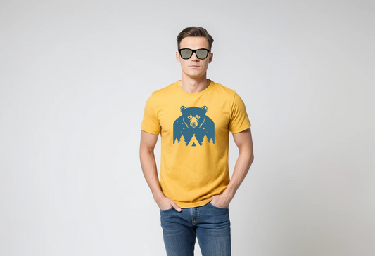 Men's new yellow graphic printed half sleeve t-shirt