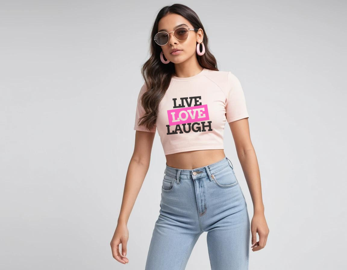 Women's graphic printed baby pink crop top