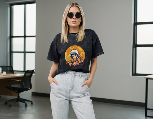 Women's black acid wash oversized t-shirt