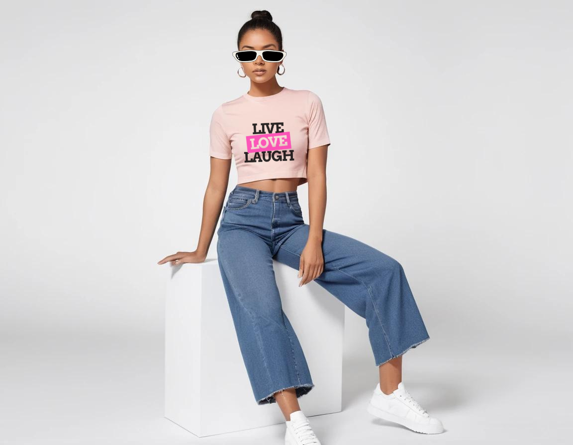 Women's graphic printed baby pink crop top