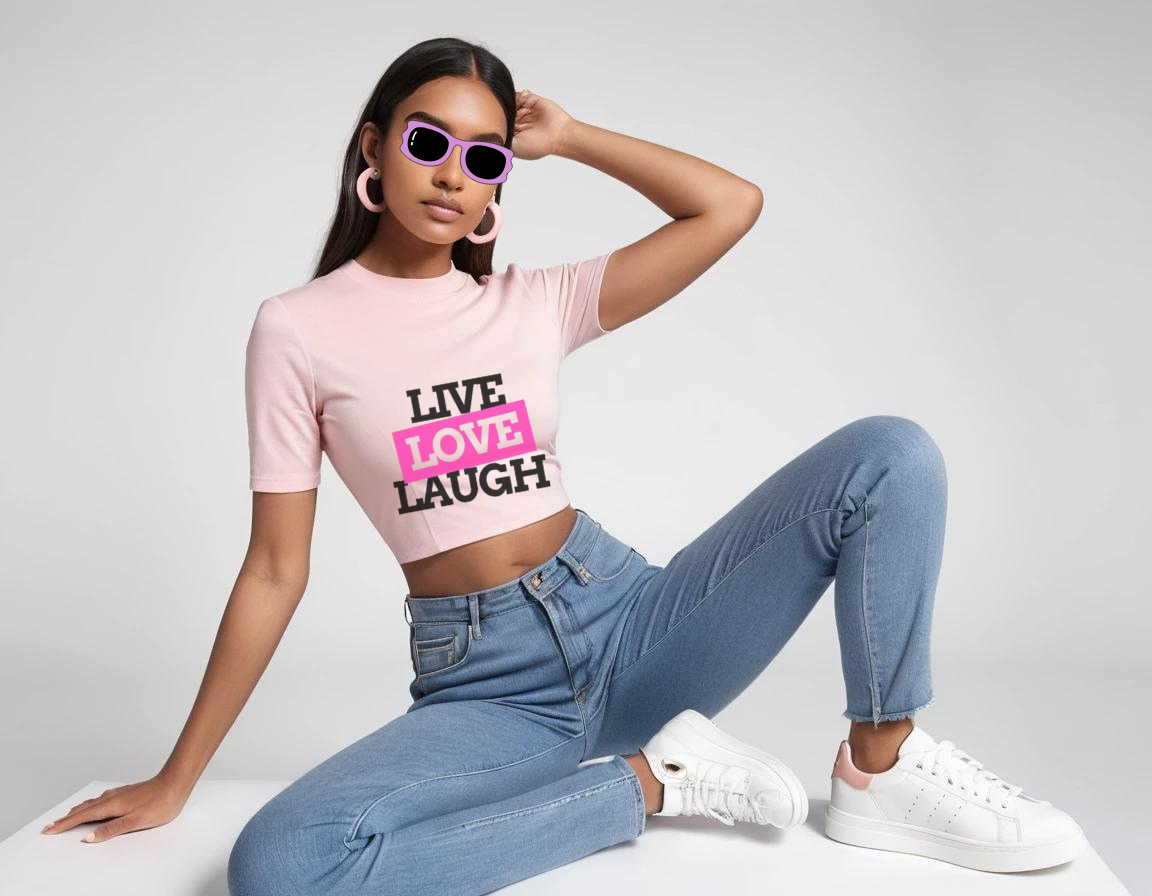 Women's graphic printed baby pink crop top