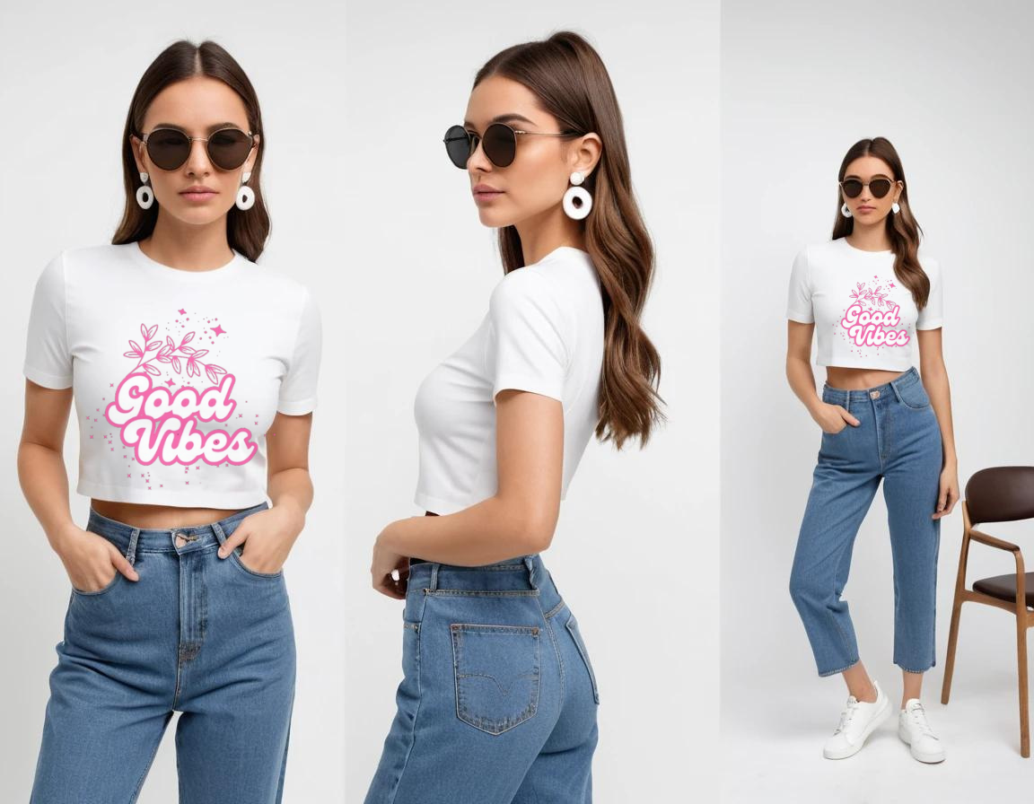 Women's graphic printed white crop top