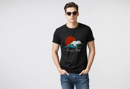 Men's black graphic printed half sleeve t-shirt