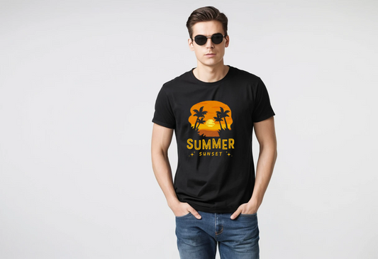 Men's black graphic printed half sleeve t-shirt