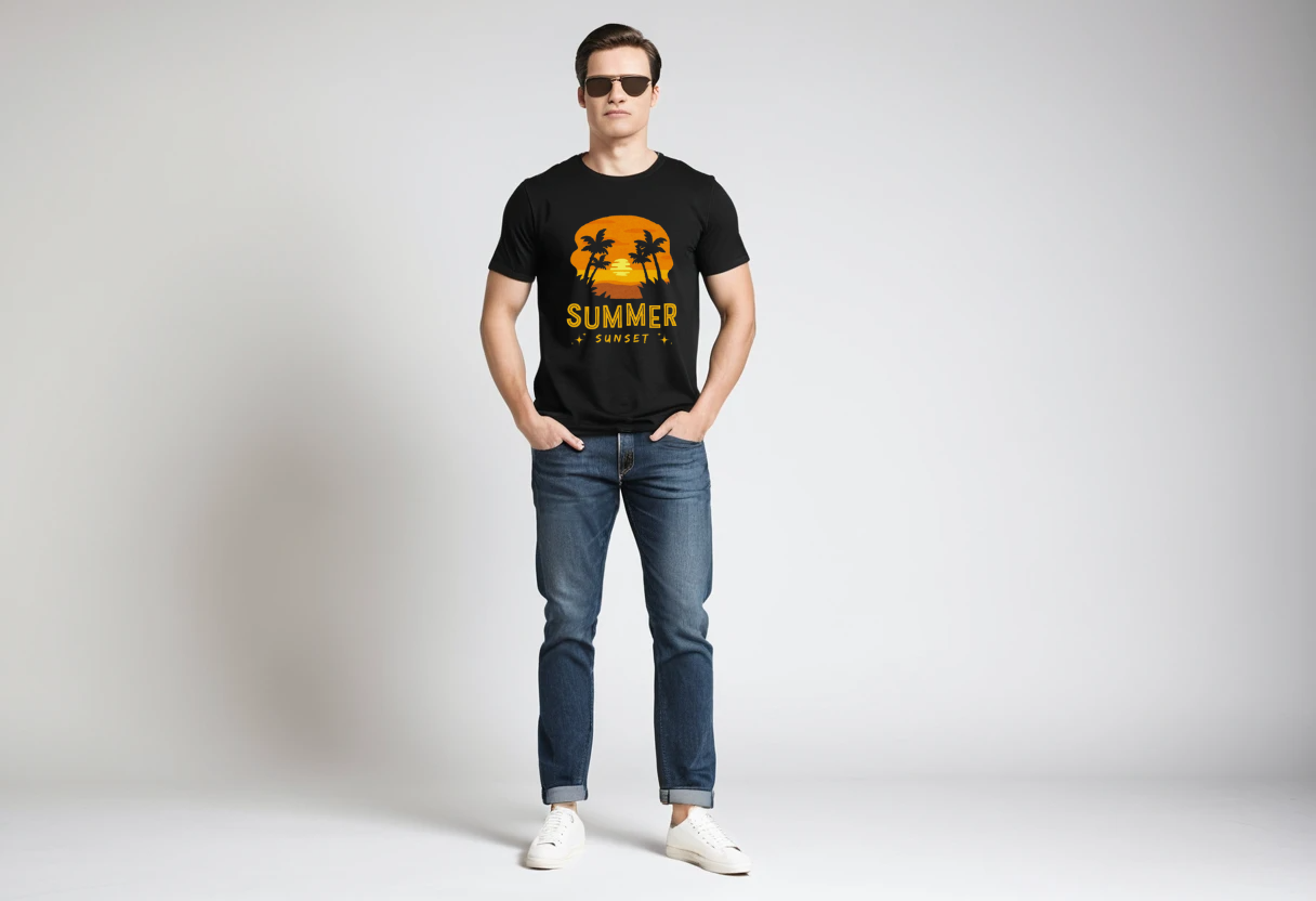 Men's black graphic printed half sleeve t-shirt