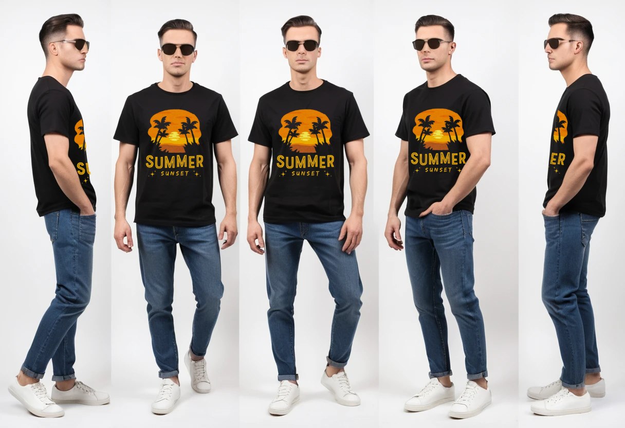 Men's black graphic printed half sleeve t-shirt