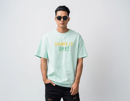 Men's mint half sleeve oversized graphic printed t-shirt.