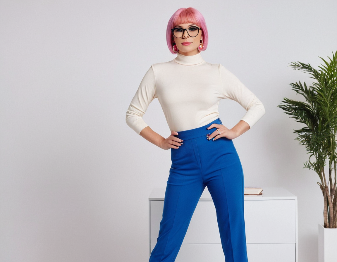 Women's blue cigaratte pant